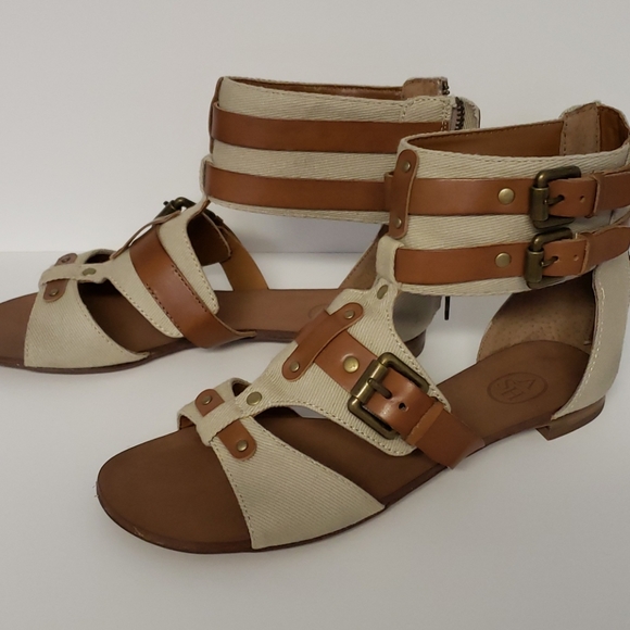 Ash leather & canvas gladiator sandals - Picture 2 of 3